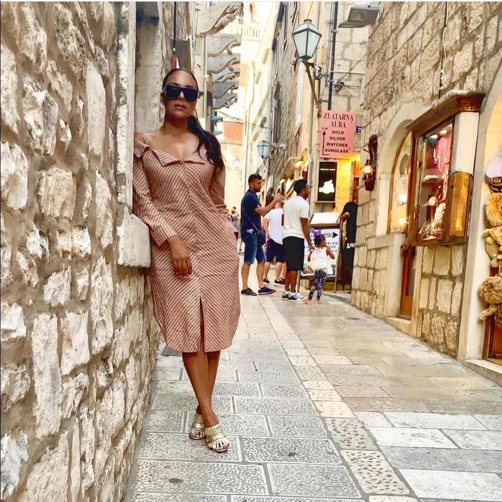 Maje open shoulder dress